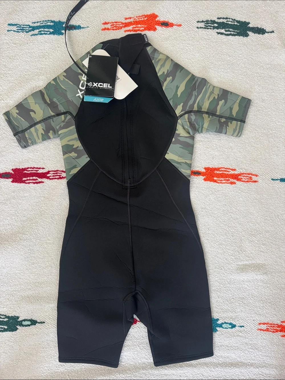 Xcel Youth Axis Short Sleeve 2mm Springsuit Sp21 Black Camo - wetsuit